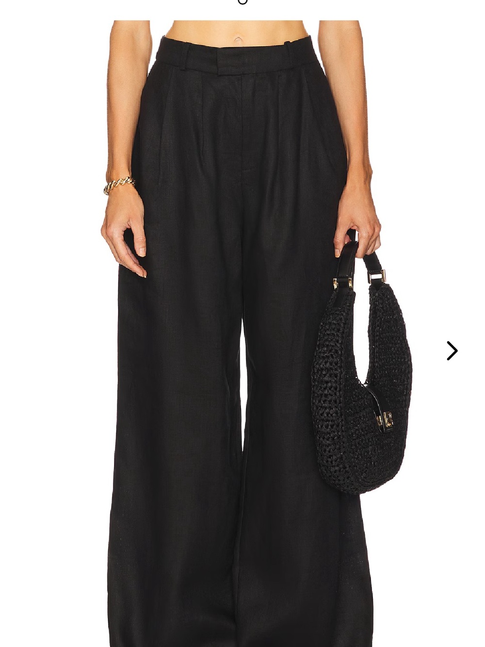 Lovers and Friends Black High-Waist Wide-Leg LinenPants